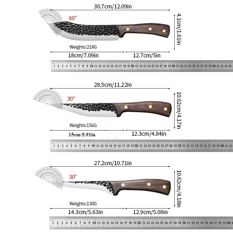 Premium 3-teiliges Profi-Küchenmesserset aus Hochkohlenstoffstahl mit Koch-, Ausbein- und Tranchiermesser für Fleisch, Obst und Gemüse - Bild 5