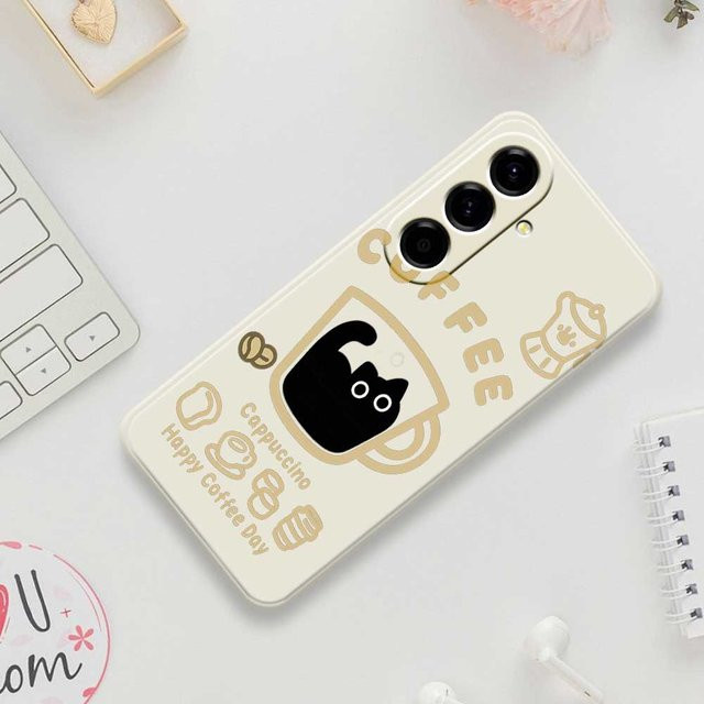 Handyhülle im Katzen-Kaffee-Design für Samsung Galaxy A-Serie (A56, A55, A54, A53, A52, A36, A26, A16, A06, A35, A25, A15, A34, A24, A14, A33, A32, A23, A13) - Bild 1