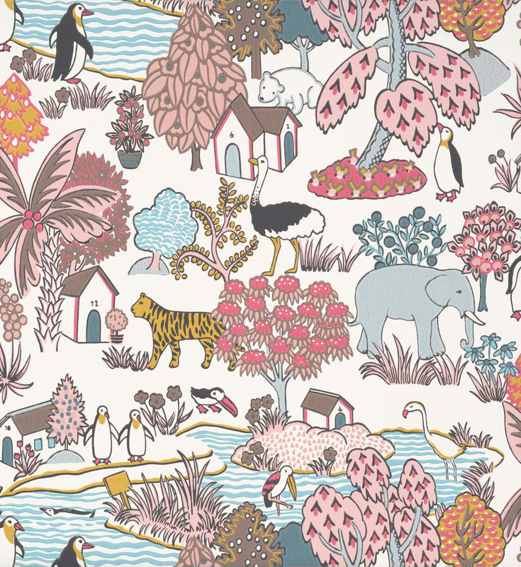 Little Greene Tapete Animal Kingdom Confetti in Multicolour mit Vintage Tierprint für das Kinderzimmer - Bild 2