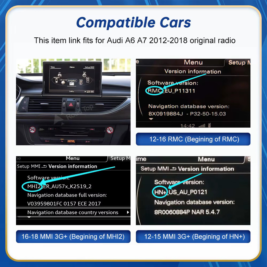 Road Top Wireless Android Auto und Apple CarPlay Interface für Audi A6 A7 RMC 3G MMI MHI2 2012-2018 in Schwarz - Bild 2