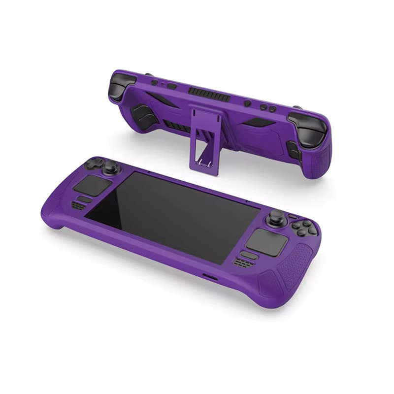 KOMIER Silikonhülle für Steam Deck OLED Spielekonsole in Purple mit integrierter Halterung - Bild 4