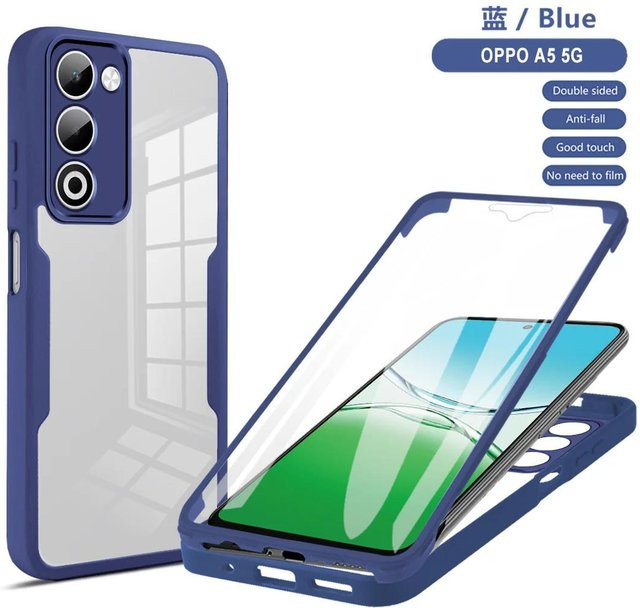Stoßfeste 360 Grad Vollkörperschutz Handyhülle mit integriertem Displayschutz für OPPO A5 5G in Transparent - Bild 1
