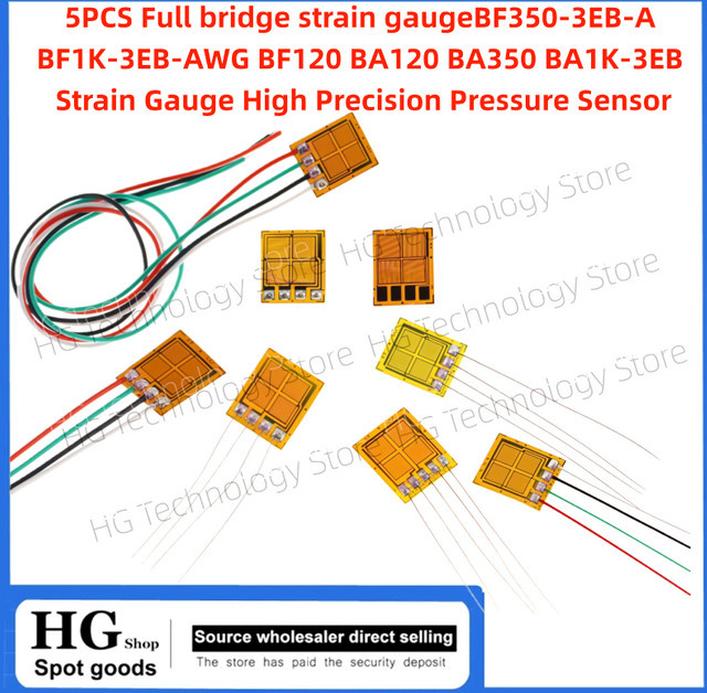 5er-Set Hochpräzise Spannungs-Messsensoren für Vollbrücken-Messung BF350-3EB-A und BF1K-3EB-AWG - Bild 1