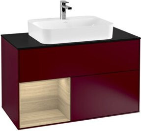 V&B Finion Waschtischunterschrank mit LED-Beleuchtung und offenen Regalfächern, Wandmontage, Breite: 100 cm - Bild 1