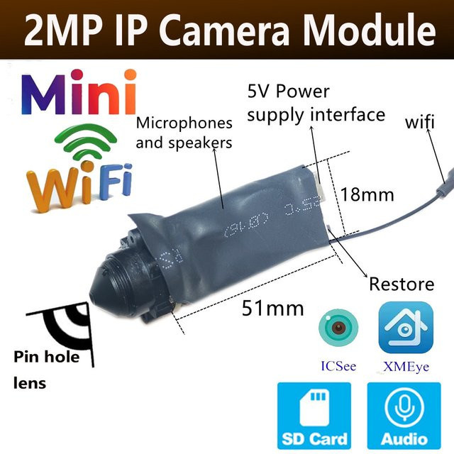 HQCAM DIY IP-Kamera-Modul Mini-WLAN-Modul in Schwarz mit 1080p Auflösung, ICSee xmeye SDK, drahtlose Sicherheitsprodukt-Leiterplatte mit P2P und Zwei-Wege-Audio - Bild 1