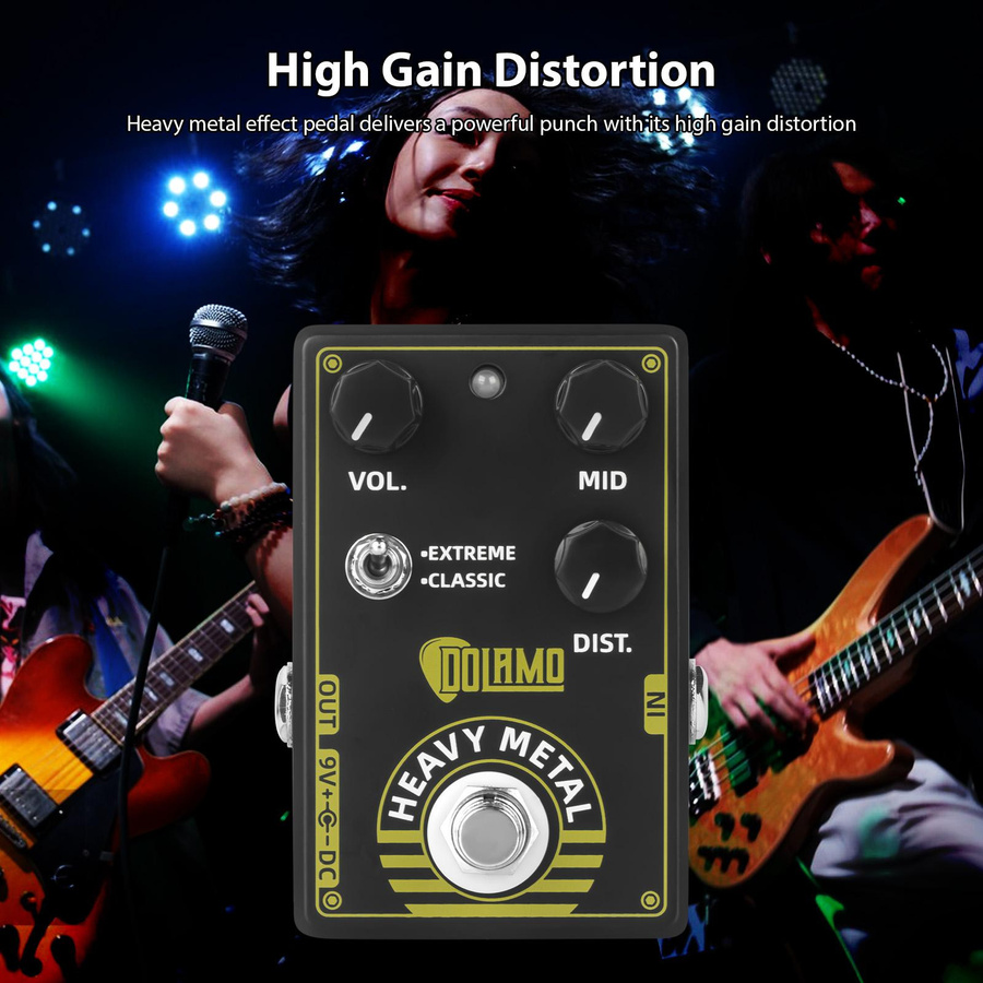 Dolamo Heavy Metal Gitarren-Effektpedal High Gain Distortion in Schwarz - Bild 8