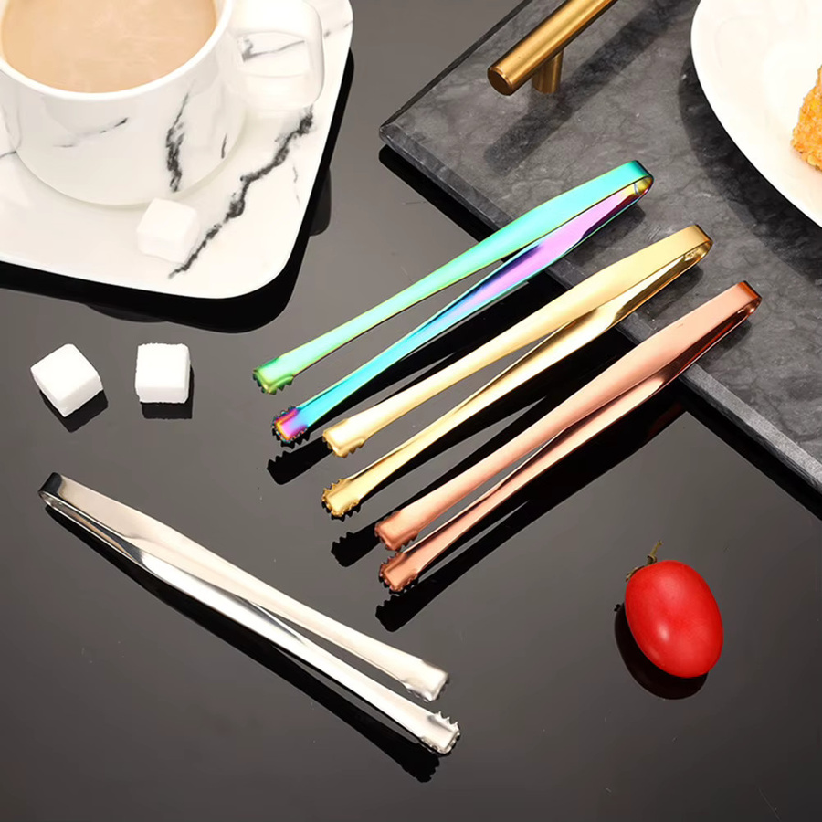 Aihogard Edelstahl Eiswürfel-Zange und Zuckerwürfel-Clip Set, 3 Stück, Mehrzweck-Pinzette mit langem Griff für Küche und BBQ, Multicolour - Bild 2