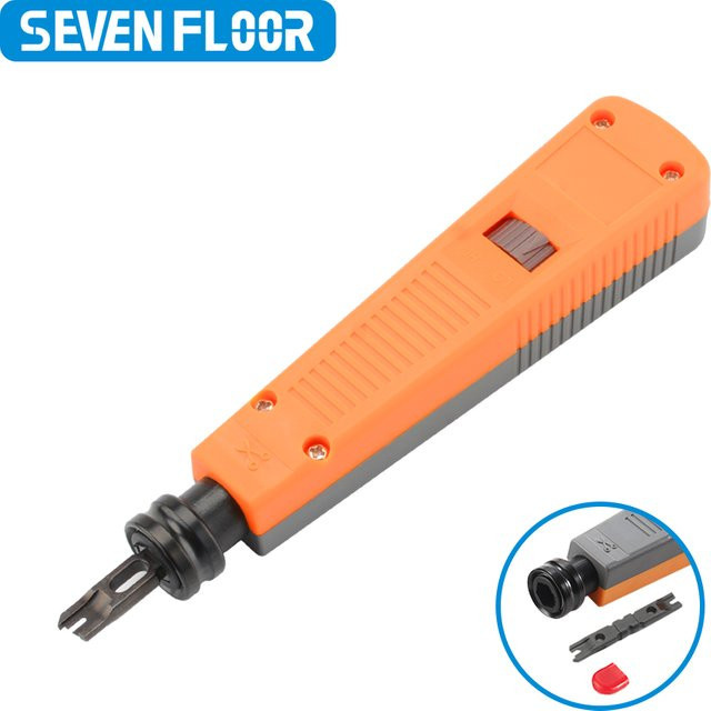 Professionelles Impact-Punch-Down-Werkzeug für Cat5/Cat6 Netzwerk- und Telefonkabel, Patchpanel und Keystone-Buchsen in Orange - Bild 1