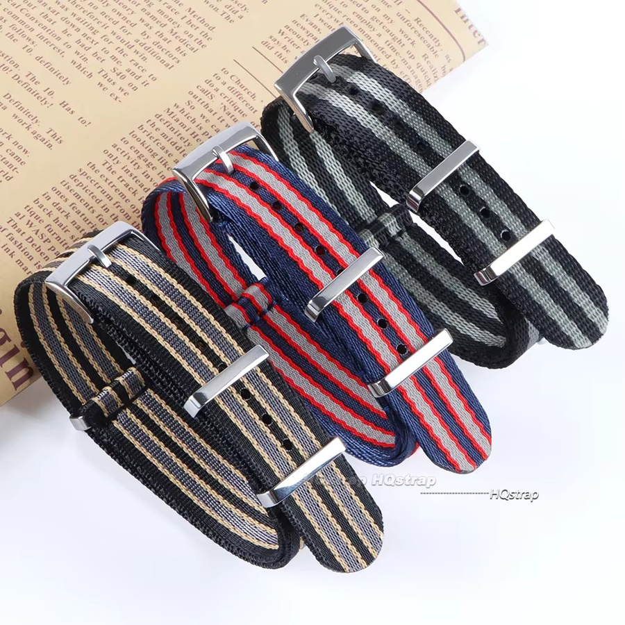 HQstrap Uhrenarmband Nylon, Textil/NATO, Schwarz, Unisex, 20 mm - Bild 4