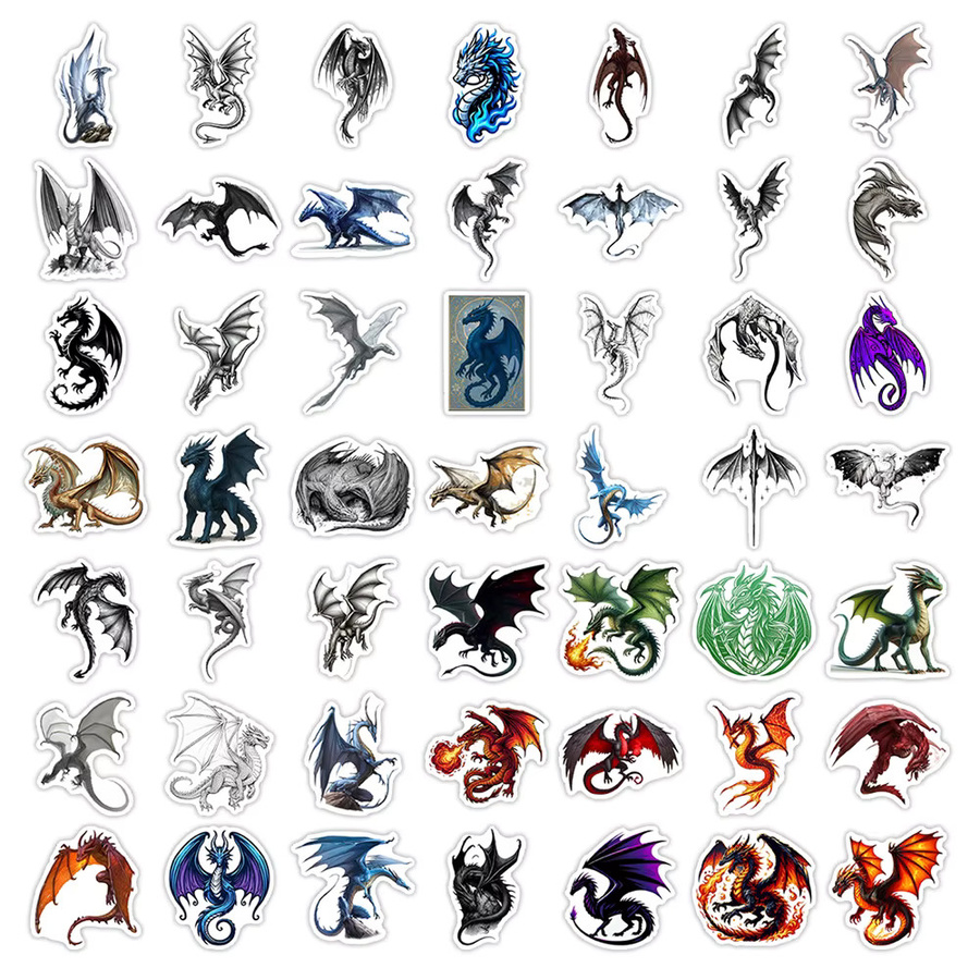 Wasserdichte Fantasy-Drachen Aufkleber aus Vinyl in Multicolour für Scrapbook, Tagebuch und Laptop - Bild 2