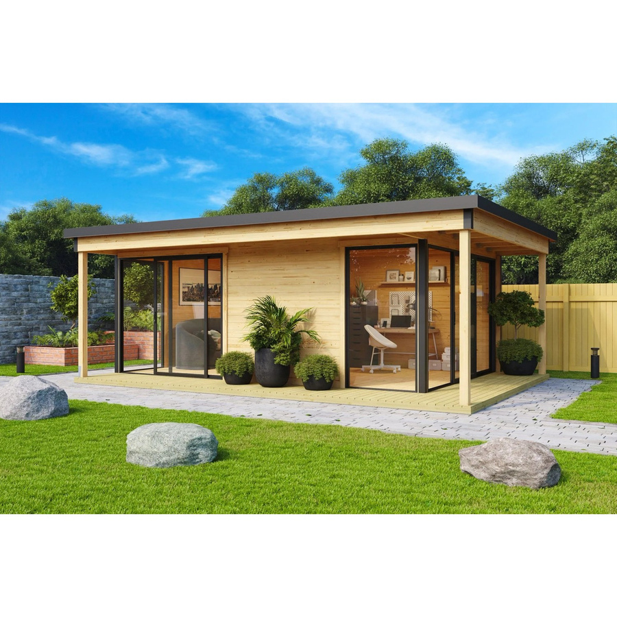Lasita Gartenhaus Domeo 3 Loggia in Natur/Unbehandelt mit Fenster, Breite: 508,8 cm, Tiefe: 321,9 cm - Bild 2