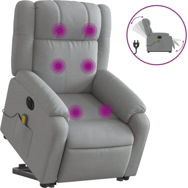 vidaXL Elektrischer Massagesessel Modell 5 mit Aufstehhilfe in Hellgrau aus Stoff - Bild 1