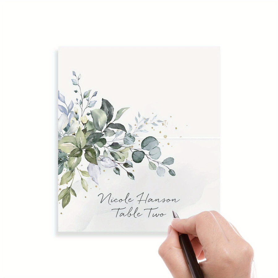 50 Stück Tischkarten mit Blumen- und Pflanzenmuster für Hochzeit und Party, Mehrfarbig - Bild 1