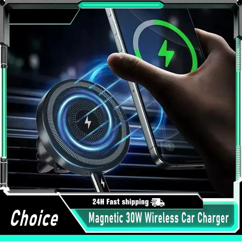 VIKEFON Magnetisches kabelloses Ladegerät für das Auto, 360 Grad drehbarer Lüftungshalter in Schwarz, Schnellladehalterung für iPhone 17 16 15 14 13 12 Pro Max - Bild 1