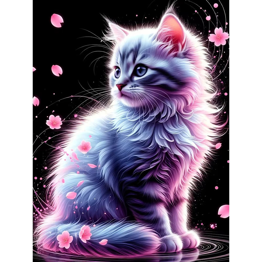 EverShine Diamantmosaik Katze Bild mit Strass-Stickerei als Wandkunst, Mehrfarbig, B/H: 30 x 30 cm - Bild 4