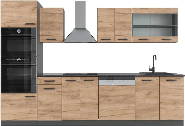Vicco R-Line Küchenzeile Einbauküche in Eiche und Anthrazit mit 300 cm Breite - Bild 2