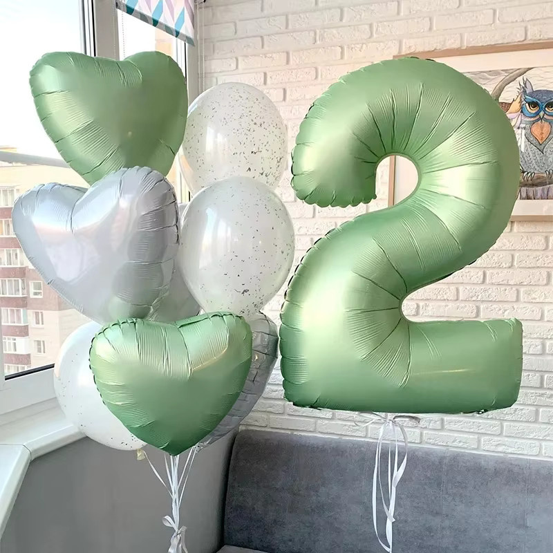 KUKUZHU Riesige Folienballons in Form von Zahlen, 101,6 cm, Olivgrün, Heliumtauglich für Geburtstag und Babyparty - Bild 2