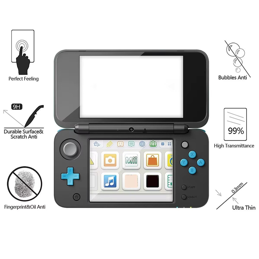2er-Set Panzerglas Display-Schutzfolie für Nintendo Neue 2DS XL und 2DS LL in Transparent - Bild 6