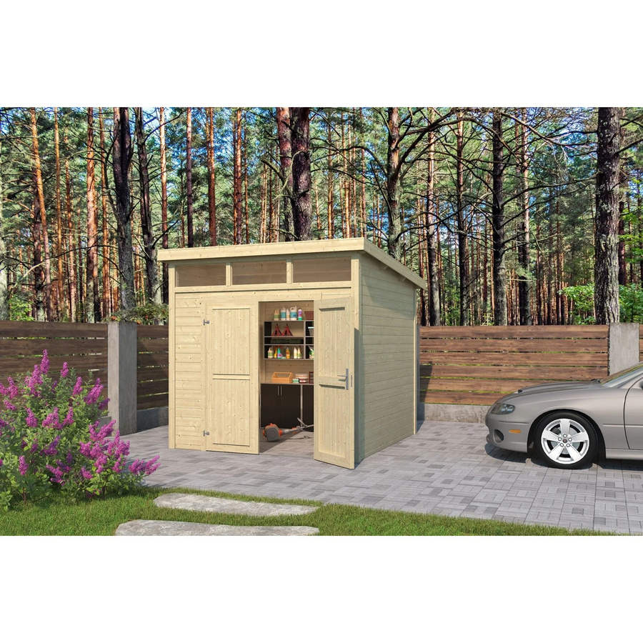 Lasita Gartenhaus Kibo 3 aus Holz in Braun, Unbehandelt, B/T/H: 270 x 245,1 x 274,1 cm - Bild 2