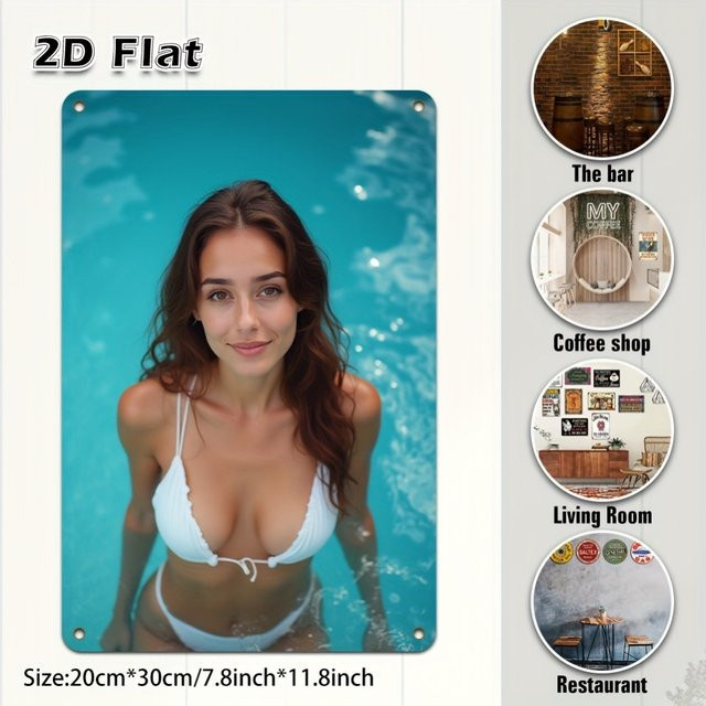 CIFBUY Wandkunst-Plakette Kick Ass Bikini Girl, rechteckige Wanddekoration in Multicolour - Bild 1