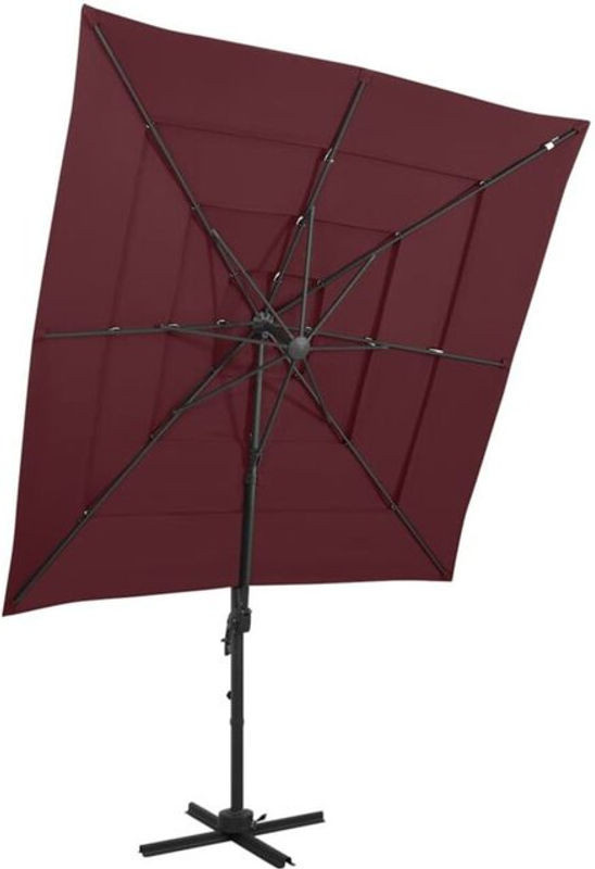 Sonnenschirm von Vidaxl mit Aluminiummast in Bordeauxrot, B/T: 250 x 250 cm - Bild 1