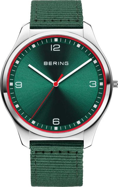 Bering Herrenuhr Ocean Ultra Slim, Quarz, Edelstahl, 42 mm, Grün - Bild 1