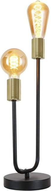 NETTLIFE Tischlampe aus Metall und Glas im Industrial Design, Schwarz/Gold, Höhe: 17 cm - Bild 1