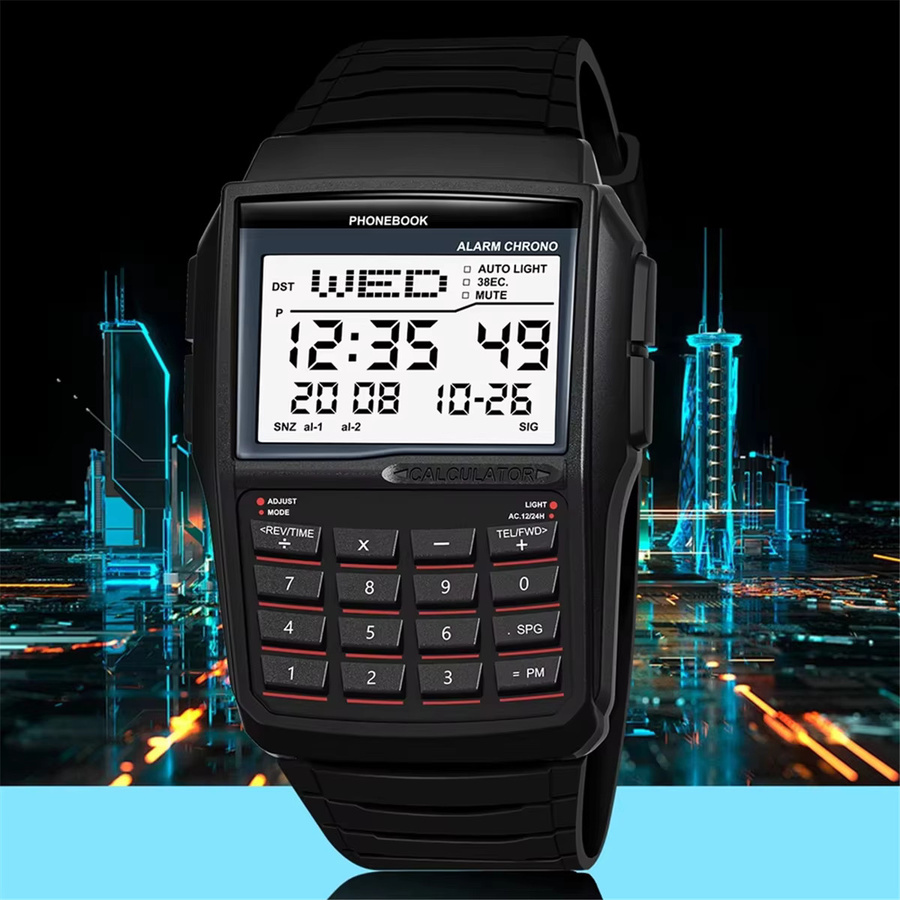 ABQR Digitaluhr, Kunststoff, Silikon, Schwarz, wasserdicht - Bild 3