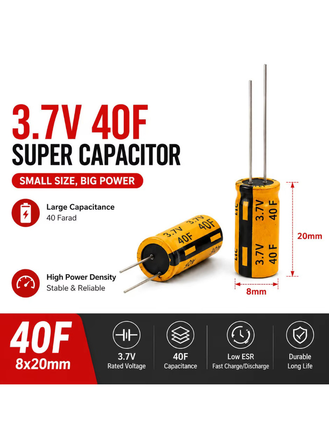 Superkondensator 3,7V 40F Hochleistungs-Backup-Energiespeicher für Dashcams, Smart Meter und IoT-Geräte - Bild 2
