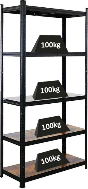 PROREGAL Vintage Series Schwerlastregal Ragnar in Vintagebraun-Schwarz, H x B x T: 180 x 90 x 40 cm - Bild 1