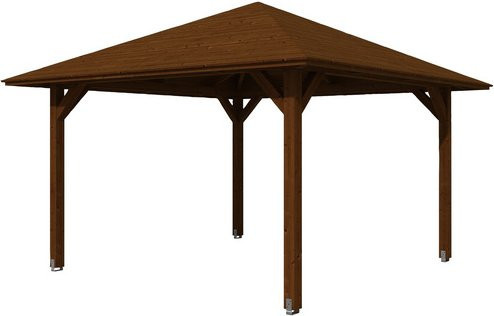 Skan Holz Pavillon Cannes 2 aus Fichte mit Zeltdach in Nussbaum braun, B/T/H: 439 x 439 x 329 cm - Bild 3