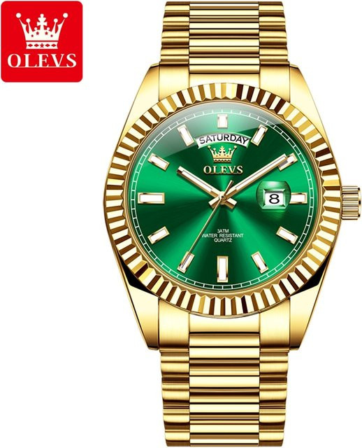 OLEVS Armbanduhr Quarz, Edelstahl, Silber, Herren, Datum - Bild 1