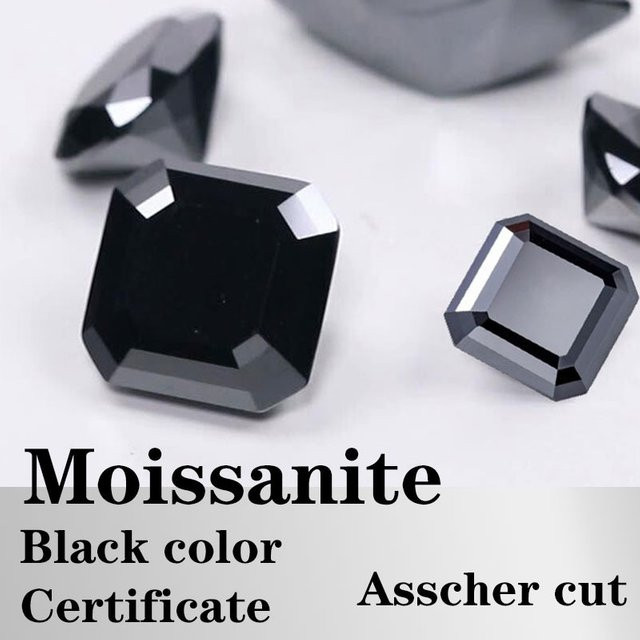 CHAOPAIZHIWU Moissanit Anhänger, Asscher-Schliff, quadratisch, schwarz - Bild 1