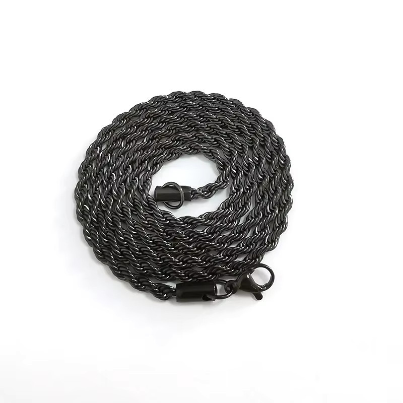 DAIPAN Halskette, Schwarz, Twisted Seil, Edelstahl, Unisex - Bild 3