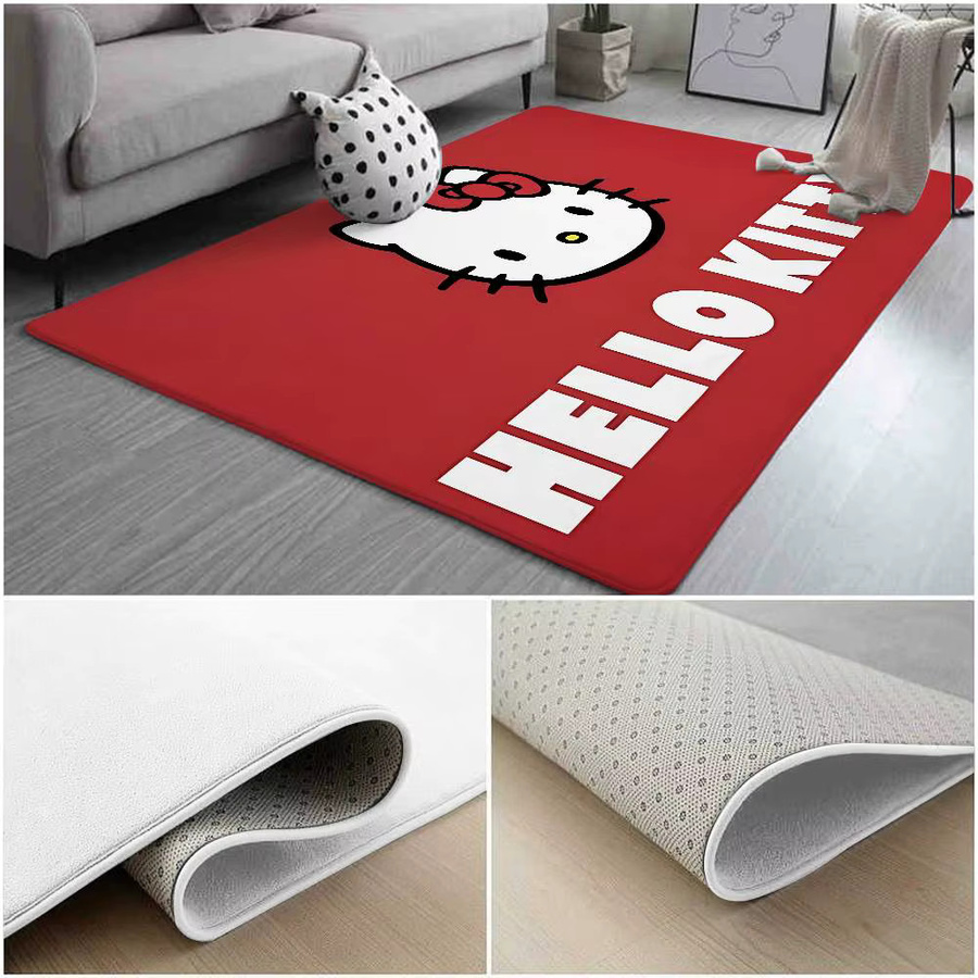 Kayou Hello Kitty Bodenmatte Rot, saugfähige Fußmatte für Badezimmer, Küche und Eingangsbereich, B/T: 60 x 40 cm - Bild 1