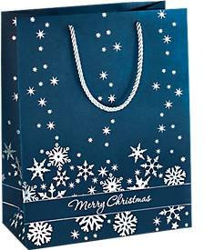 Sigel Geschenktaschen Silver Snowflakes, Blau/Silber, 3 Stück, B: 26,0 cm, H: 33,0 cm, T: 12,5 cm - Bild 1
