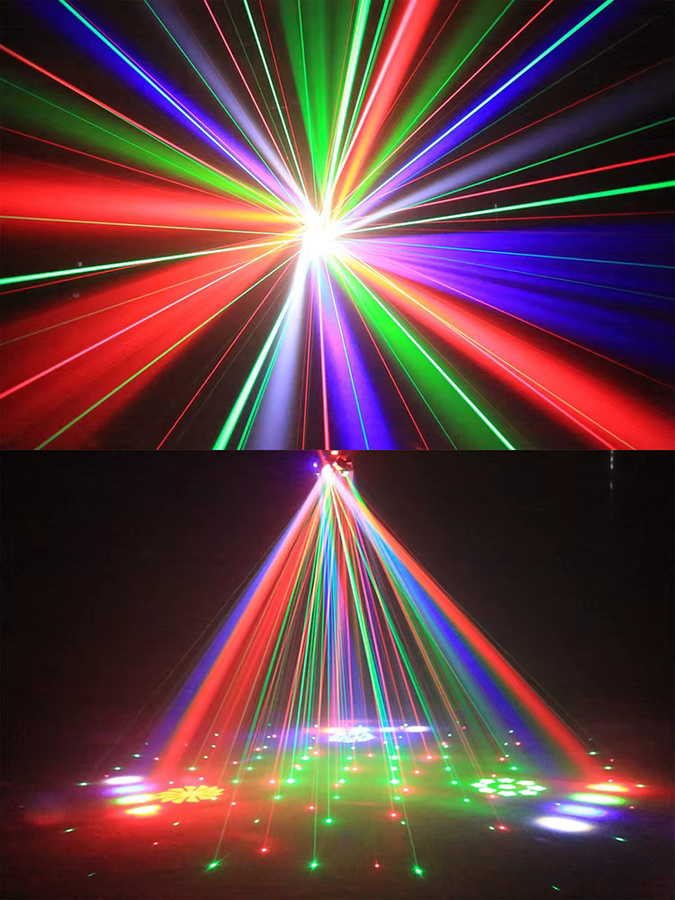 RGBW LED Moving Head mit sechs Armen, DMX-Steuerung, Strobe-Effekt und Fernbedienung, Schwarz - Bild 3