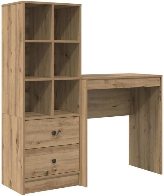vidaXL Schreibtisch und Hochboard Set in Artisan-Eiche, 2-teiliges Büroset, Braun - Bild 1