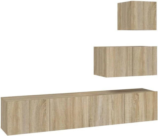 vidaXL 4-tlg. TV-Schrank-Set Modell 35 in Sonoma-Eiche, modernes Design für dein Wohnzimmer - Bild 1
