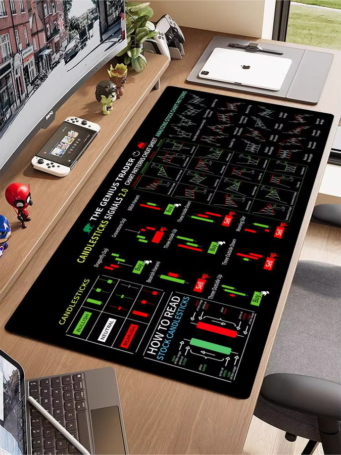 Mairuige Mousepad mit Börsenhandels-Diagramm-Motiv in Schwarz, rutschfeste Gaming-Matte aus Gummi - Bild 5