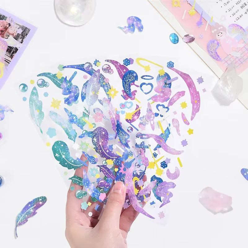 2er-Pack transparente Galaxy Star Aufkleber in Multicolour für DIY Dekoration, Tagebuch und Scrapbook - Bild 2