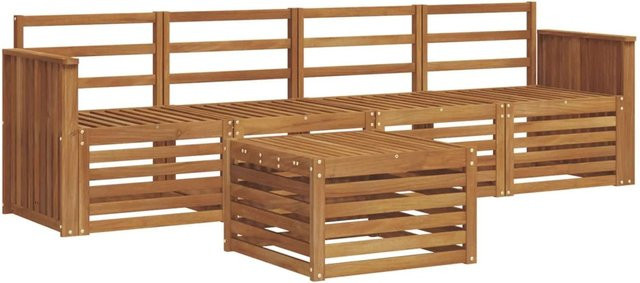 vidaXL Gartenmöbel Set 5-teilig aus Akazienmassivholz in Braun mit beigen Polstern - Bild 1