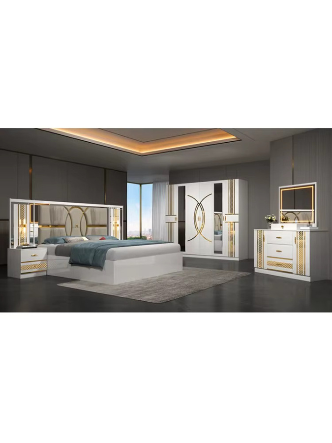 Home Deluxe Lederbett in Weiß mit Unterbettbeleuchtung aus MDF und Holz, B/T/H: 180 x 200 cm - Bild 3