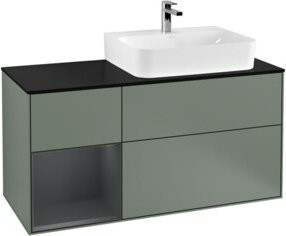 V&B Finion Waschtischunterschrank mit Abdeckplatte und Regalfach links, Blau lackiert, Breite: 120 cm - Bild 1
