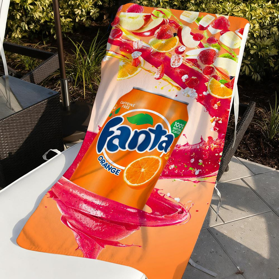 Schnelltrocknendes Sporthandtuch mit Fanta-Getränk Motiv in Orange und Weiß, Breite: 30 cm, Höhe: 60 cm - Bild 4