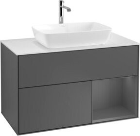 V&B Waschtischunterschrank Finion 100 Wandbeleuchtung in Anthrazit lackiert B: 100 cm, T: 50,1 cm, H: 50,1 cm - Bild 1
