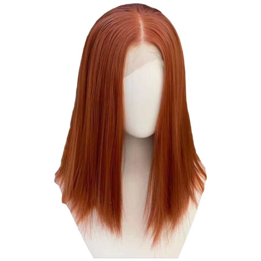 Muzinuo Lace-Front-Perücke, Ingwer-Orange, synthetisch, 30,5 cm - Bild 2