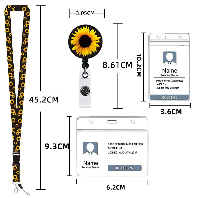 Pelsone Sonnenblumen Schlüsselband mit ID-Kartenhalter und Schlüsselring in Mehrfarbig - Bild 2