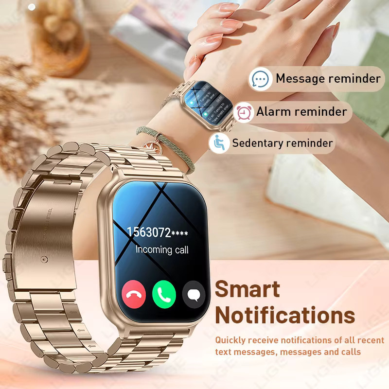 LIGE Smartwatch, Edelstahl, Schwarz, Unisex - Bild 2