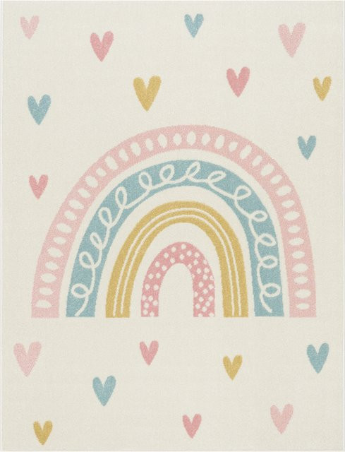 Kinderteppich Ninique mit Regenbogen-Motiv in Creme und Beige, B: 120 cm, T: 160 cm - Bild 1